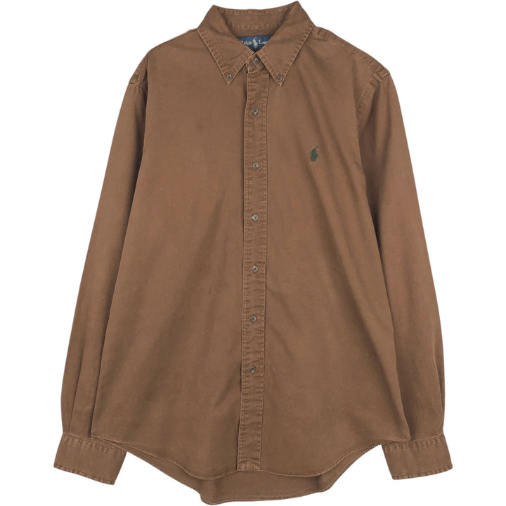 Ralph Lauren CUSTOM FIT long sleeve button down shirt, men's size M cotton brown type Vintage Second Hand