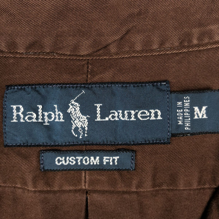 Ralph Lauren CUSTOM FIT long sleeve button down shirt, men's size M cotton brown type Vintage Second Hand