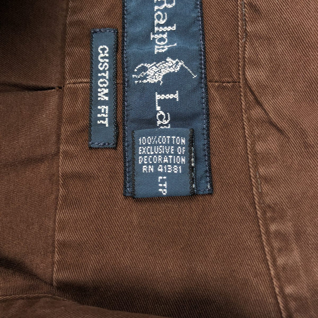 Ralph Lauren CUSTOM FIT long sleeve button down shirt, men's size M cotton brown type Vintage Second Hand