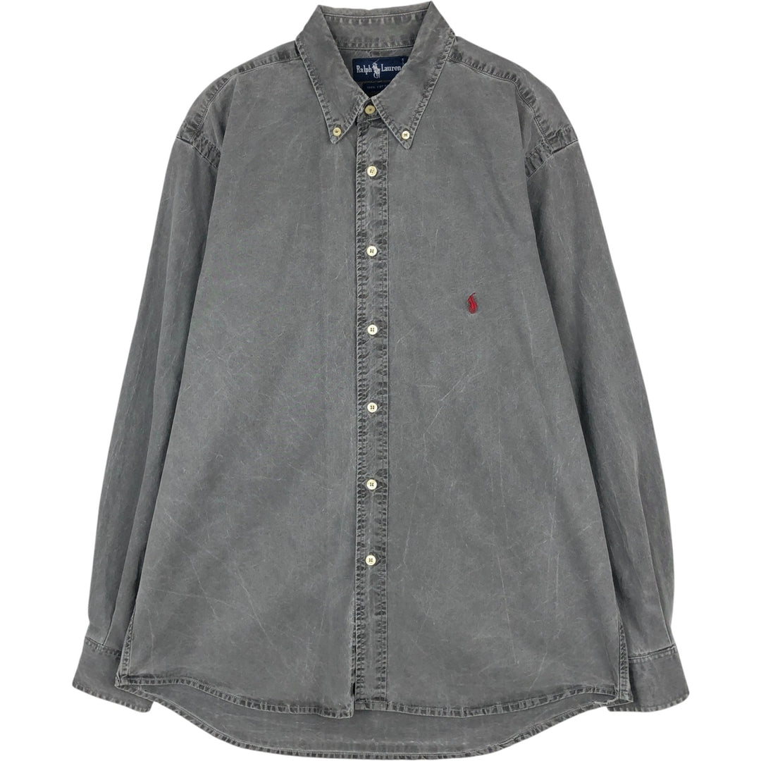 Ralph Lauren long sleeve button down shirt, men's XL size cotton gray type Vintage Second Hand