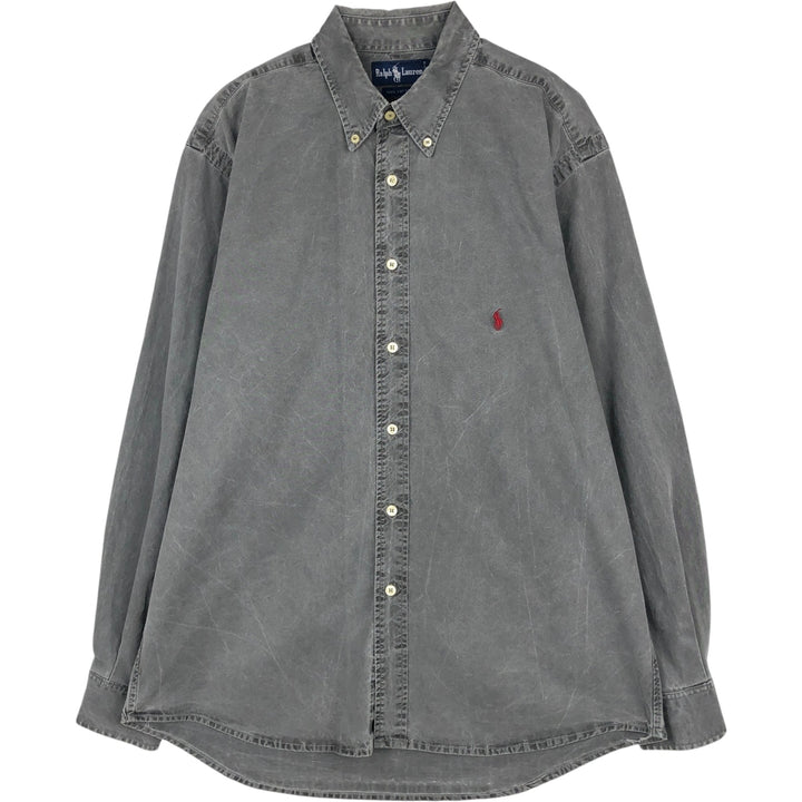 Ralph Lauren long sleeve button down shirt, men's XL size cotton gray type Vintage Second Hand