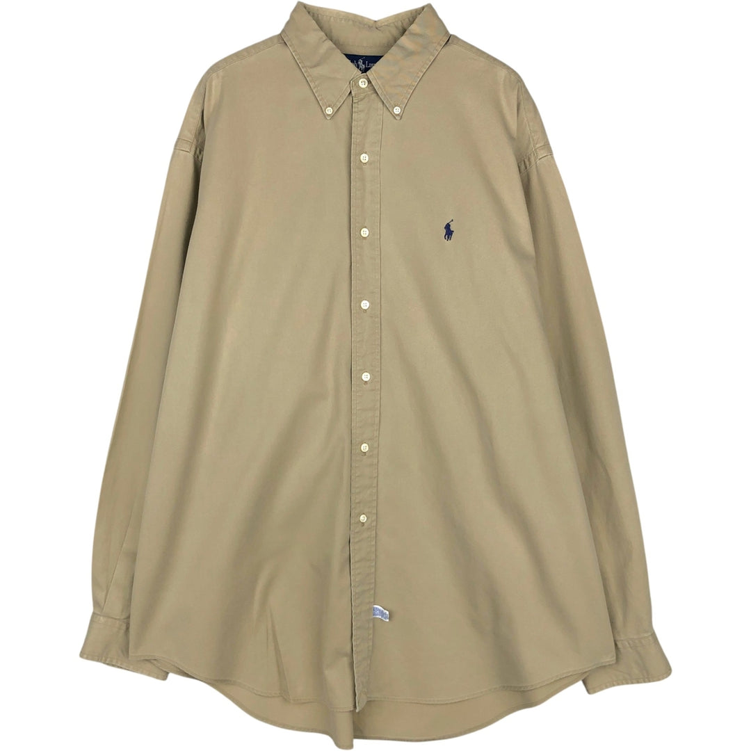 Ralph Lauren long sleeve button down shirt, men's XL size cotton Beige type Vintage Second Hand