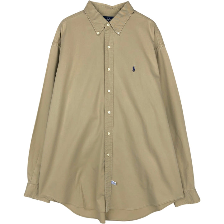 Ralph Lauren long sleeve button down shirt, men's XL size cotton Beige type Vintage Second Hand