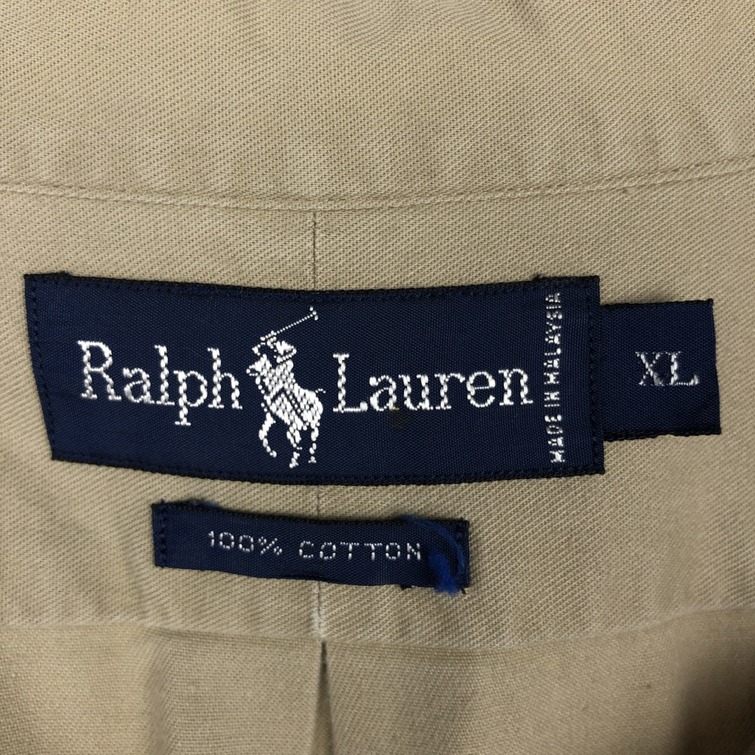 Ralph Lauren long sleeve button down shirt, men's XL size cotton Beige type Vintage Second Hand