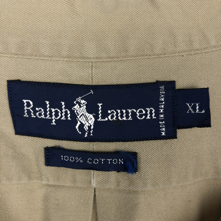 Ralph Lauren long sleeve button down shirt, men's XL size cotton Beige type Vintage Second Hand