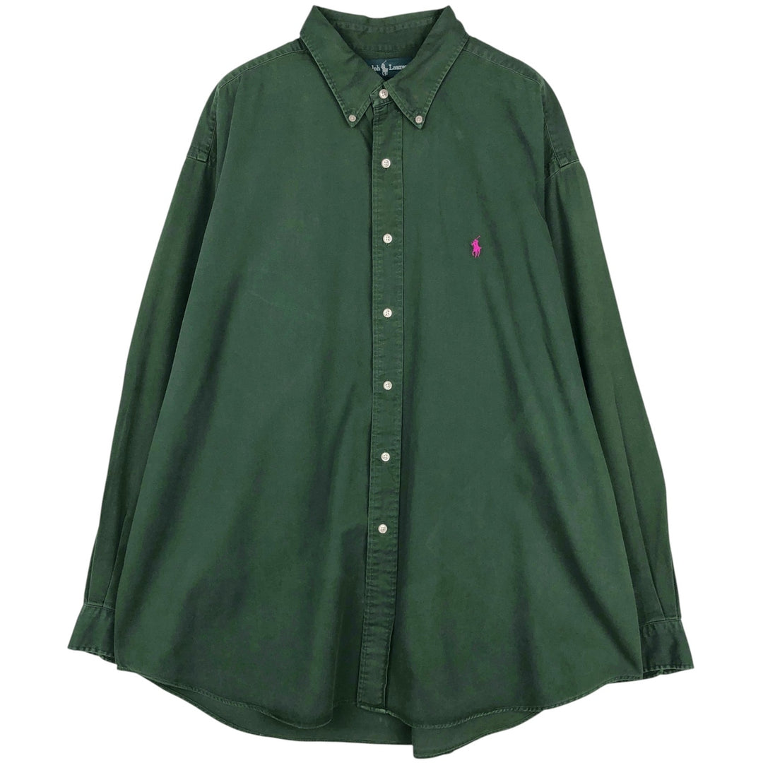 Ralph Lauren BLAKE long sleeve button down shirt, men's size XXL cotton Green type dark green Vintage Second Hand