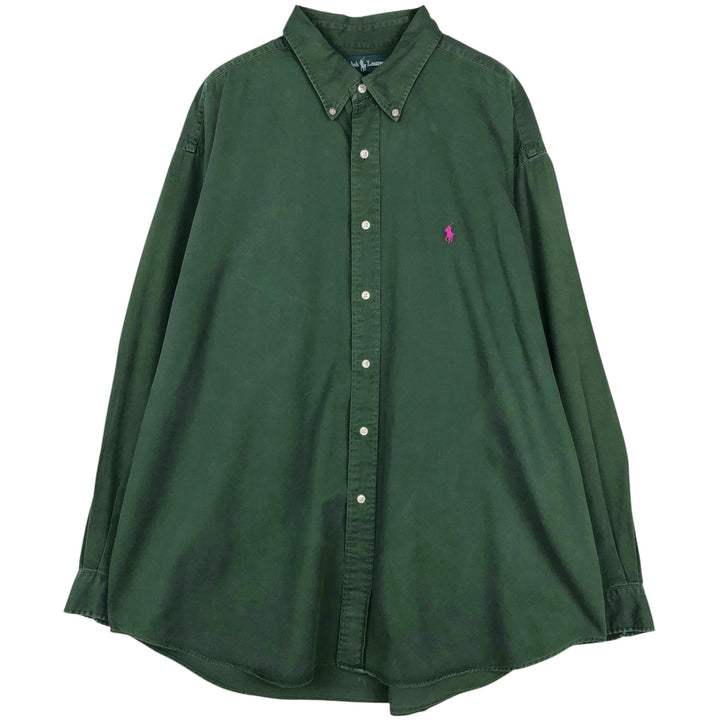 Ralph Lauren BLAKE long sleeve button down shirt, men's size XXL cotton Green type dark green Vintage Second Hand