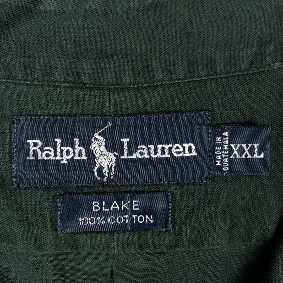 Ralph Lauren BLAKE long sleeve button down shirt, men's size XXL cotton Green type dark green Vintage Second Hand