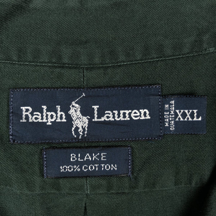 Ralph Lauren BLAKE long sleeve button down shirt, men's size XXL cotton Green type dark green Vintage Second Hand