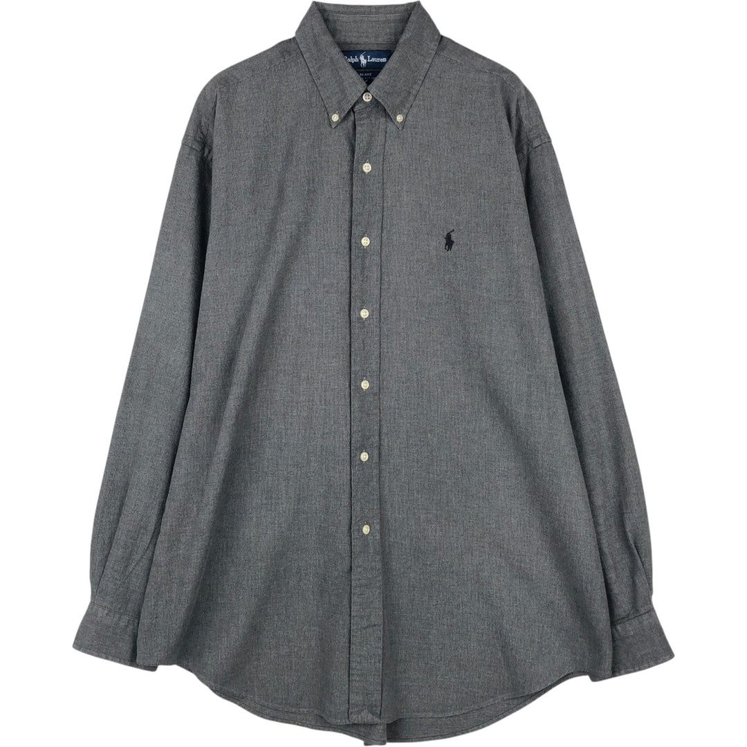 Ralph Lauren BLAKE long sleeve button down shirt, men's size L cotton Charcoal Vintage Second Hand