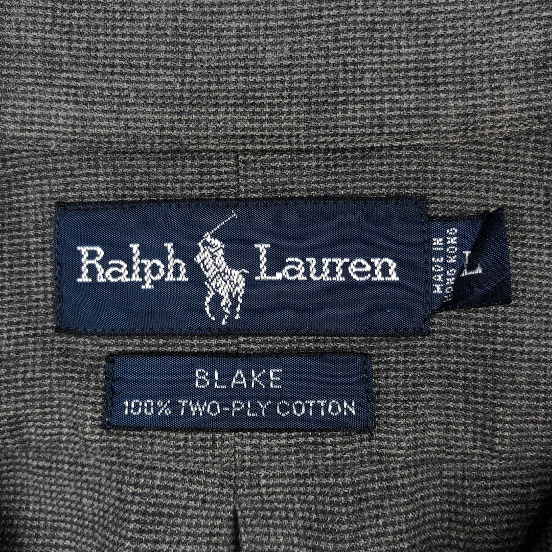 Ralph Lauren BLAKE long sleeve button down shirt, men's size L cotton Charcoal Vintage Second Hand