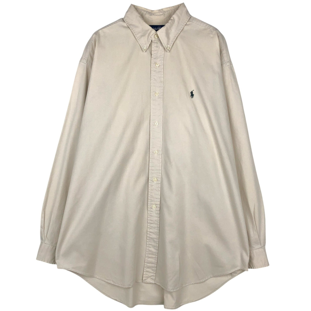 Ralph Lauren BLAKE long sleeve button down shirt, men's XL size cotton Beige type Vintage Second Hand