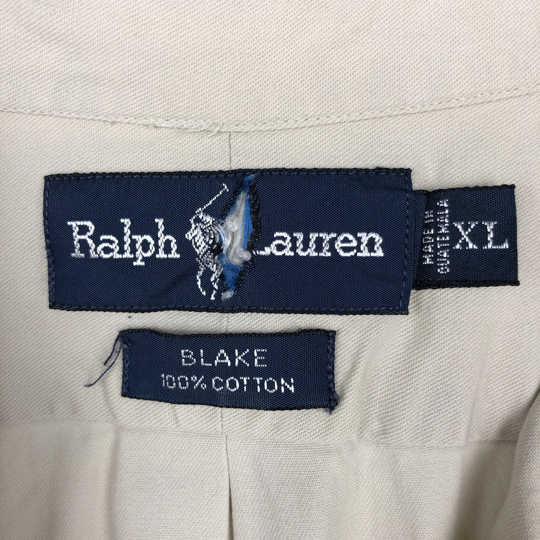 Ralph Lauren BLAKE long sleeve button down shirt, men's XL size cotton Beige type Vintage Second Hand