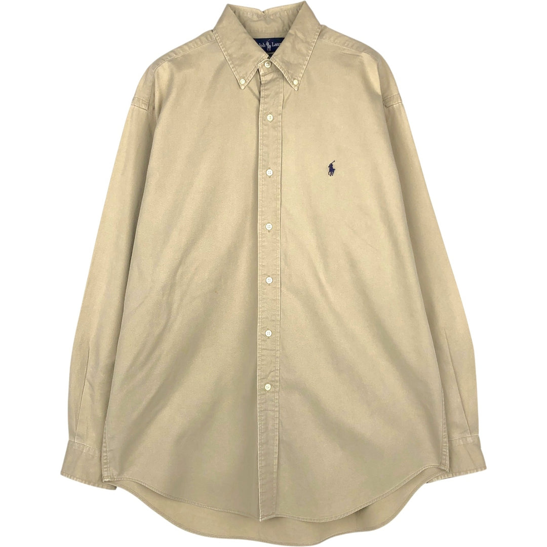 Ralph Lauren BLAIRE long sleeve button down shirt, men's size M cotton Beige type Vintage Second Hand