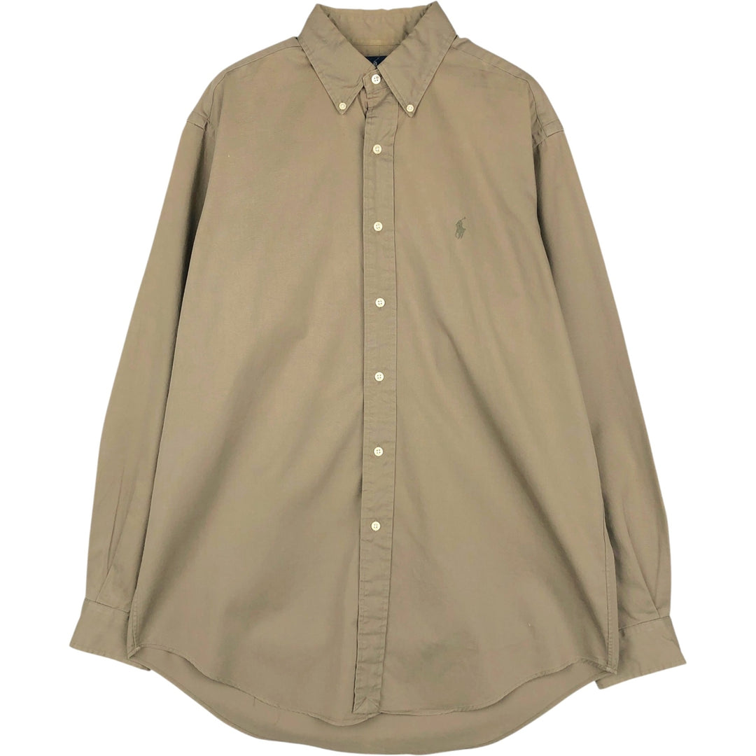 Ralph Lauren YARMOUTH long sleeve button down shirt, men's size M cotton Khaki type Vintage Second Hand