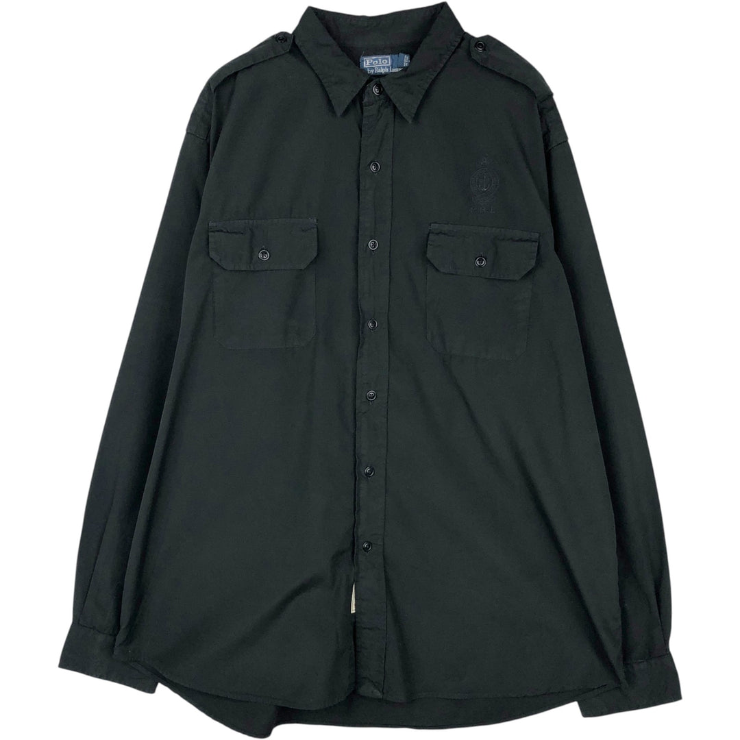 Ralph Lauren POLO by Ralph Lauren long sleeve cotton shirt, men's XL size cotton black type Vintage Second Hand