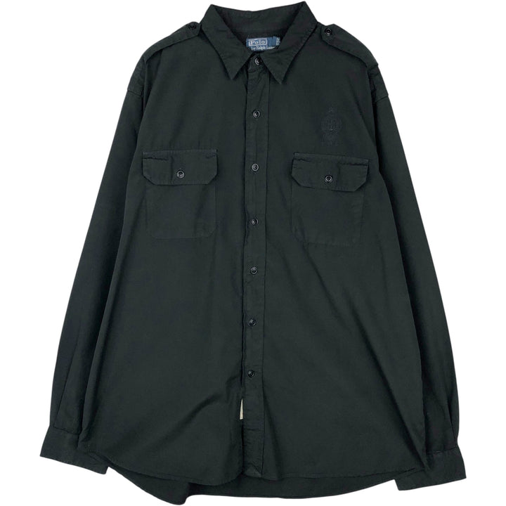 Ralph Lauren POLO by Ralph Lauren long sleeve cotton shirt, men's XL size cotton black type Vintage Second Hand