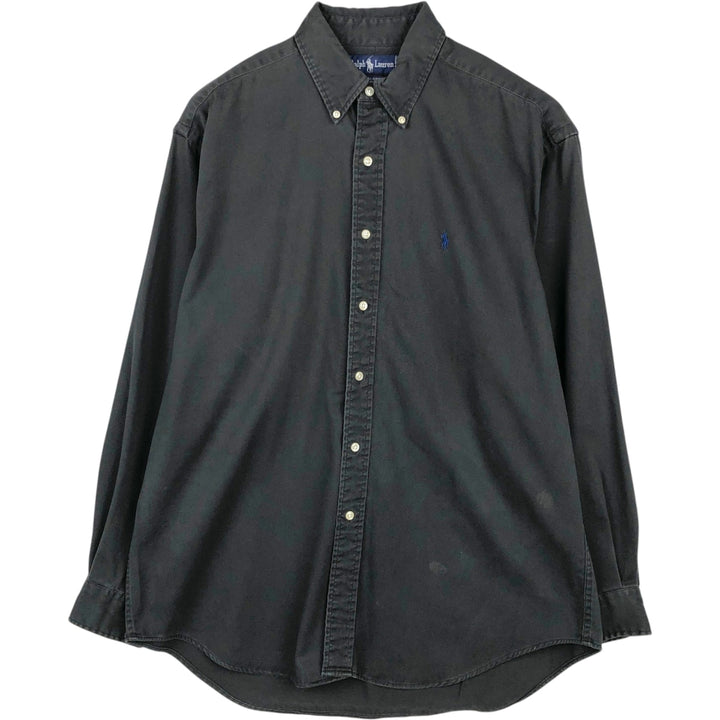Ralph Lauren BLAIRE long sleeve button down shirt, men's size L cotton black type Vintage Second Hand