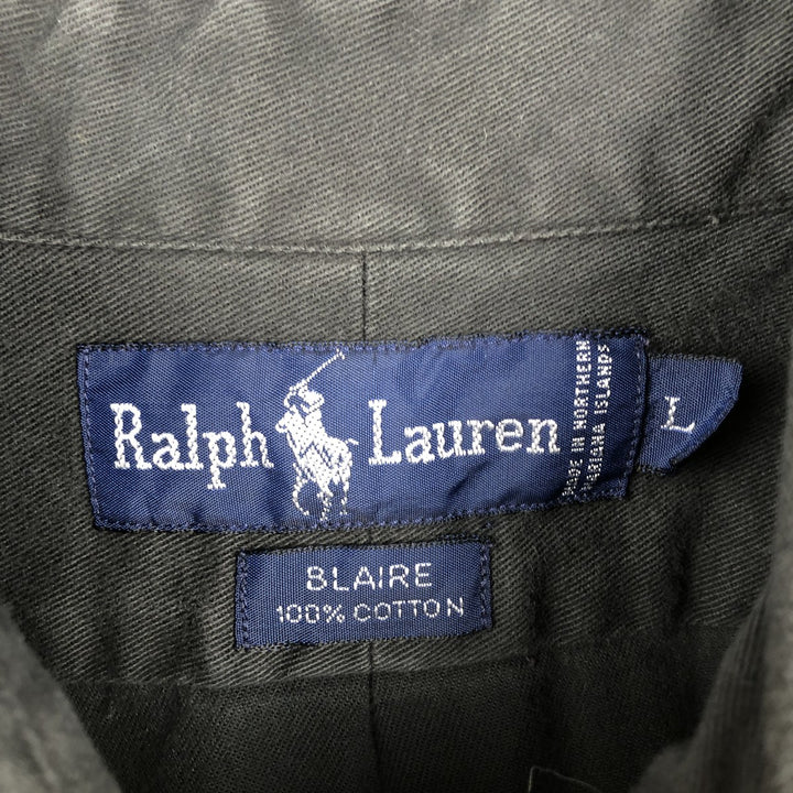 Ralph Lauren BLAIRE long sleeve button down shirt, men's size L cotton black type Vintage Second Hand