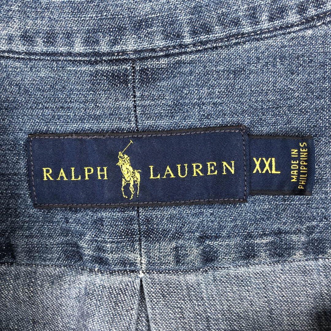 Ralph Lauren long sleeve button down shirt, men's XXL size cotton navy blue type Vintage Second Hand