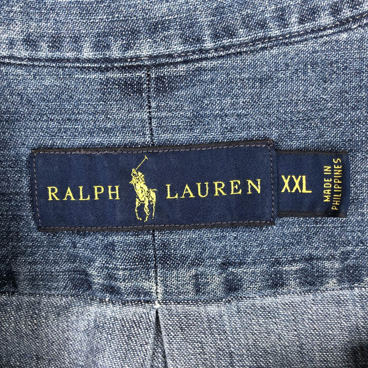 Ralph Lauren long sleeve button down shirt, men's XXL size cotton navy blue type Vintage Second Hand