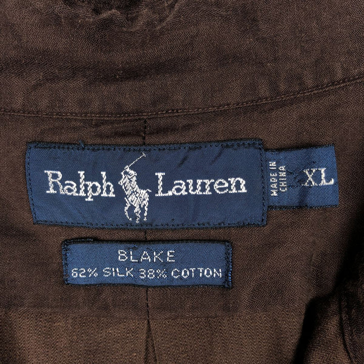 Ralph Lauren BLAKE long sleeve button down shirt, men's XL size cotton brown type Vintage Second Hand