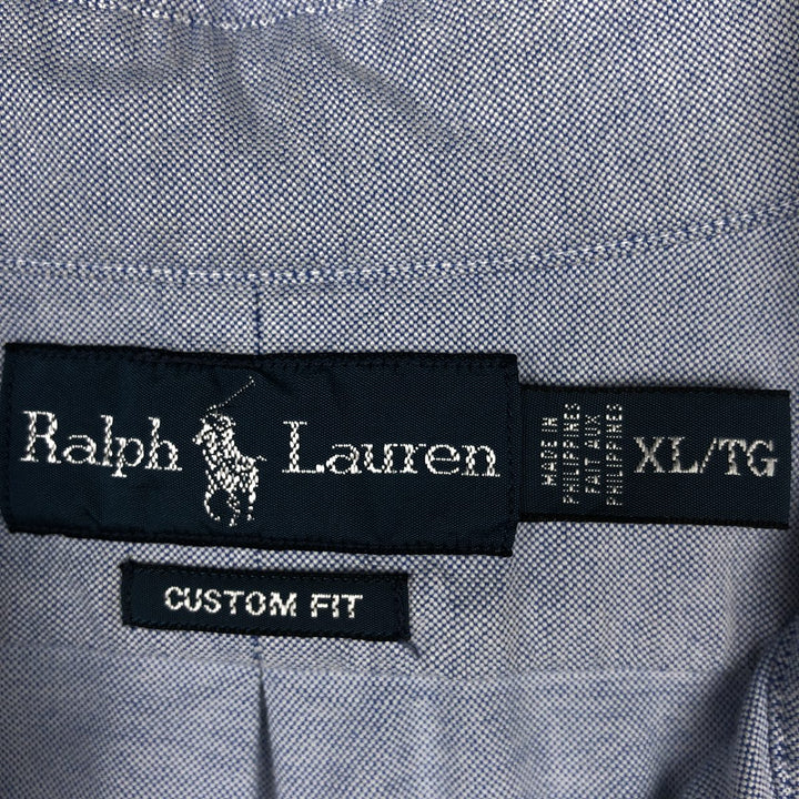 Ralph Lauren CUSTOM FIT long sleeve button down shirt, men's XL size cotton blue type Vintage Second Hand