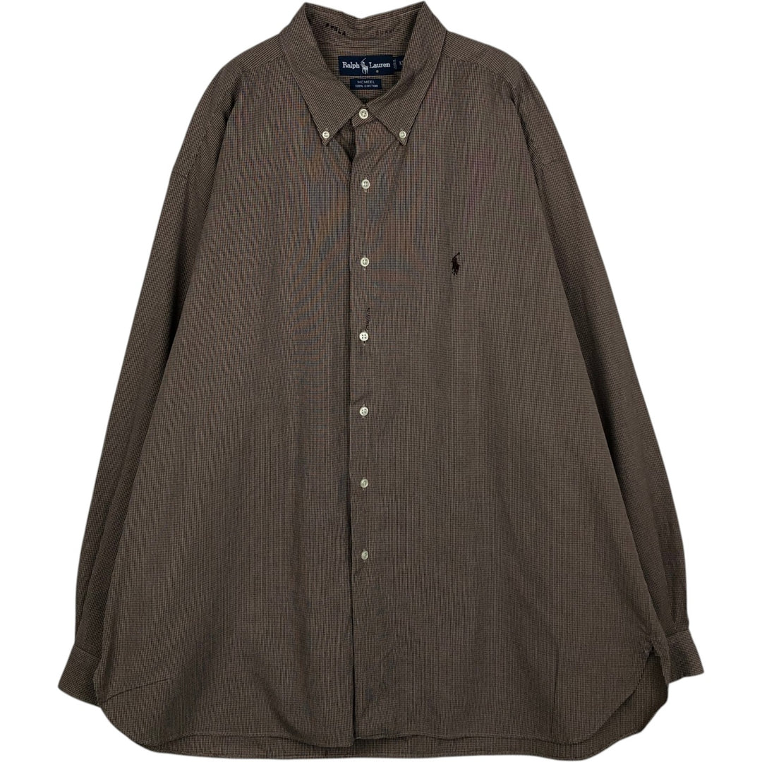 Ralph Lauren MCMEEL Long-Sleeve Button-Down Check Shirt, Men's Size XL (equivalent) cotton brown type Vintage Second Hand