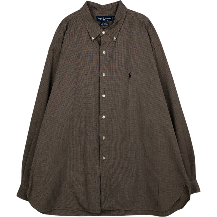 Ralph Lauren MCMEEL Long-Sleeve Button-Down Check Shirt, Men's Size XL (equivalent) cotton brown type Vintage Second Hand