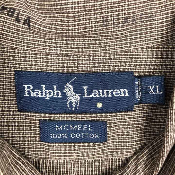 Ralph Lauren MCMEEL Long-Sleeve Button-Down Check Shirt, Men's Size XL (equivalent) cotton brown type Vintage Second Hand