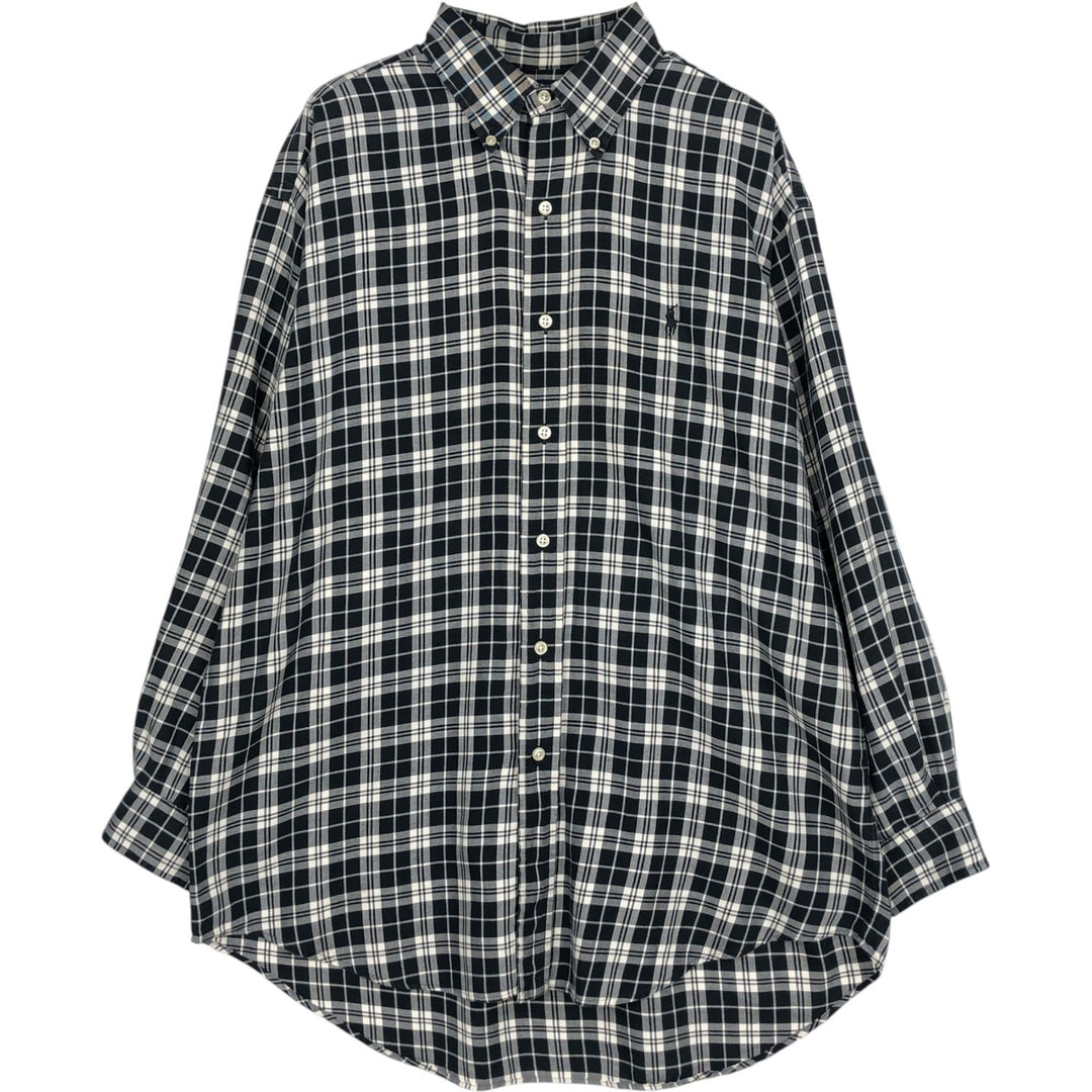 Ralph Lauren BLAKE long sleeve button down check shirt, men's size M cotton black type Vintage Second Hand