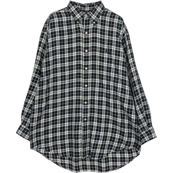 Ralph Lauren BLAKE long sleeve button down check shirt, men's size M cotton black type Vintage Second Hand