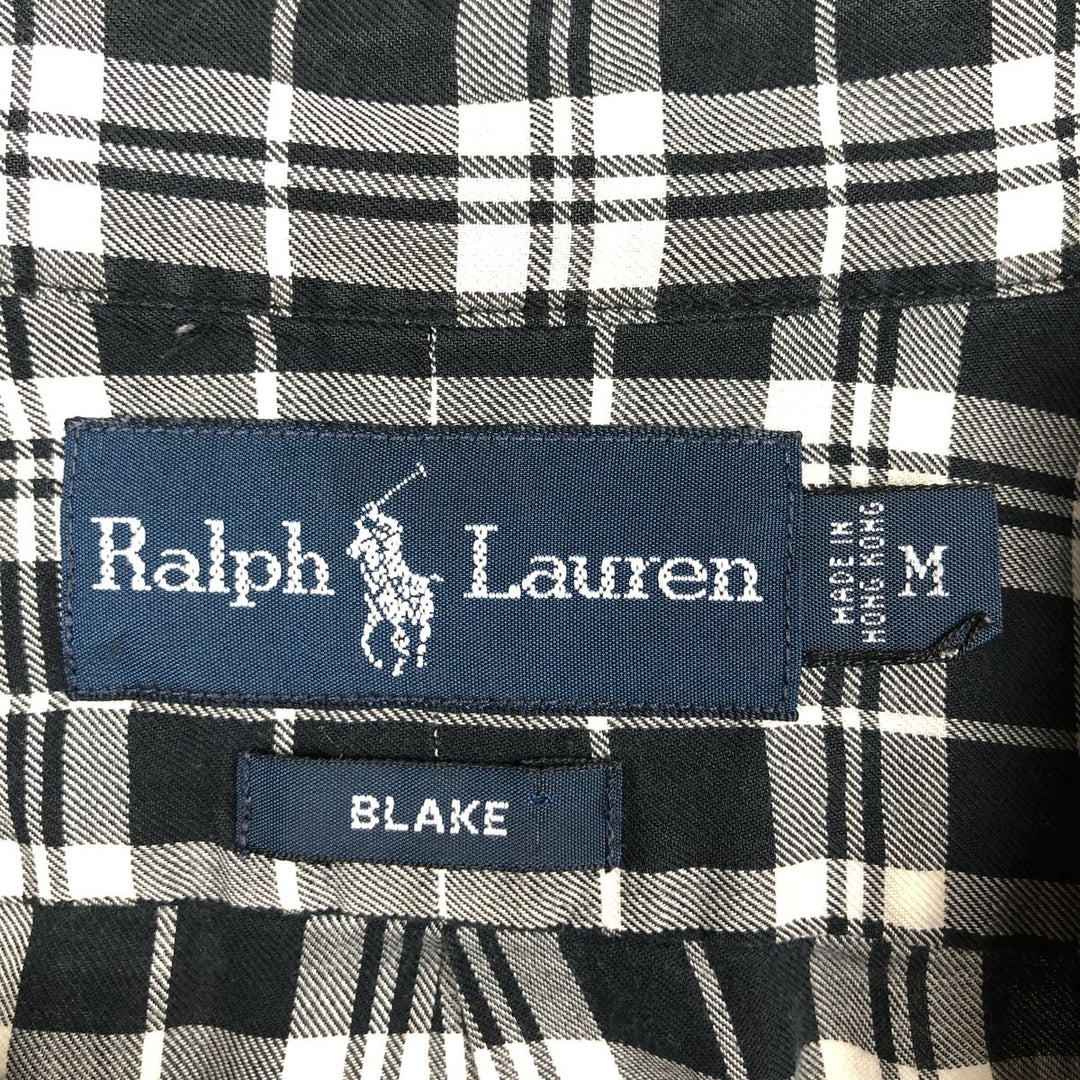 Ralph Lauren BLAKE long sleeve button down check shirt, men's size M cotton black type Vintage Second Hand