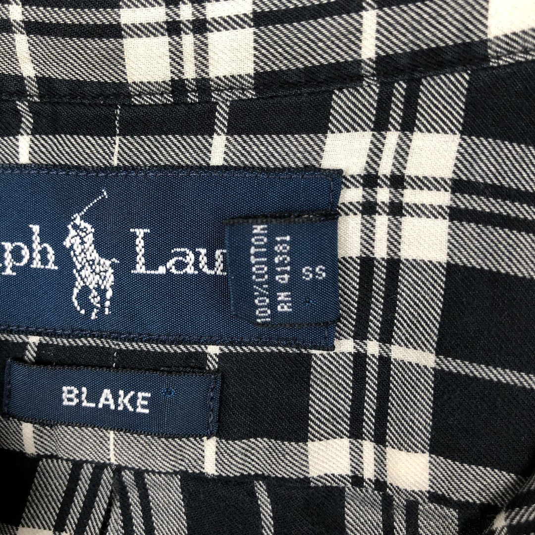 Ralph Lauren BLAKE long sleeve button down check shirt, men's size M cotton black type Vintage Second Hand