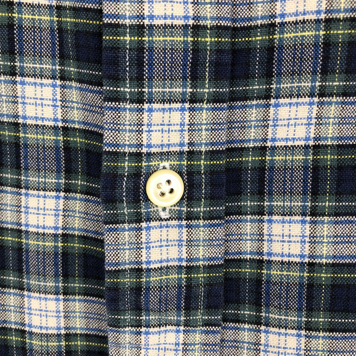 Ralph Lauren CUSTOM FIT Long-Sleeve Button-Down Check Shirt, Men's Size L (equivalent) cotton navy blue type Vintage Second Hand