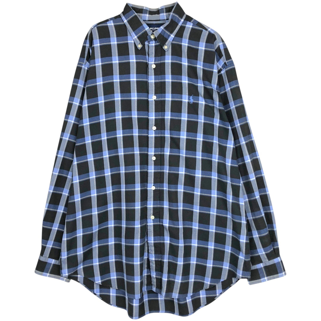 Ralph Lauren GOLF TILDEN Long-Sleeve Button-Down Check Shirt, Men's Size L (approx.) cotton black type Vintage Second Hand