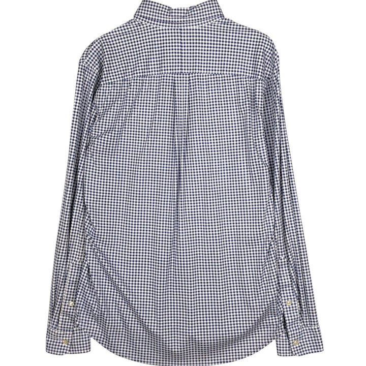 Ralph Lauren Knit Dress Shirt, Gingham Check, Long Sleeve, Button-Down, Men's Size S (approx.) cotton navy blue type Vintage Second Hand