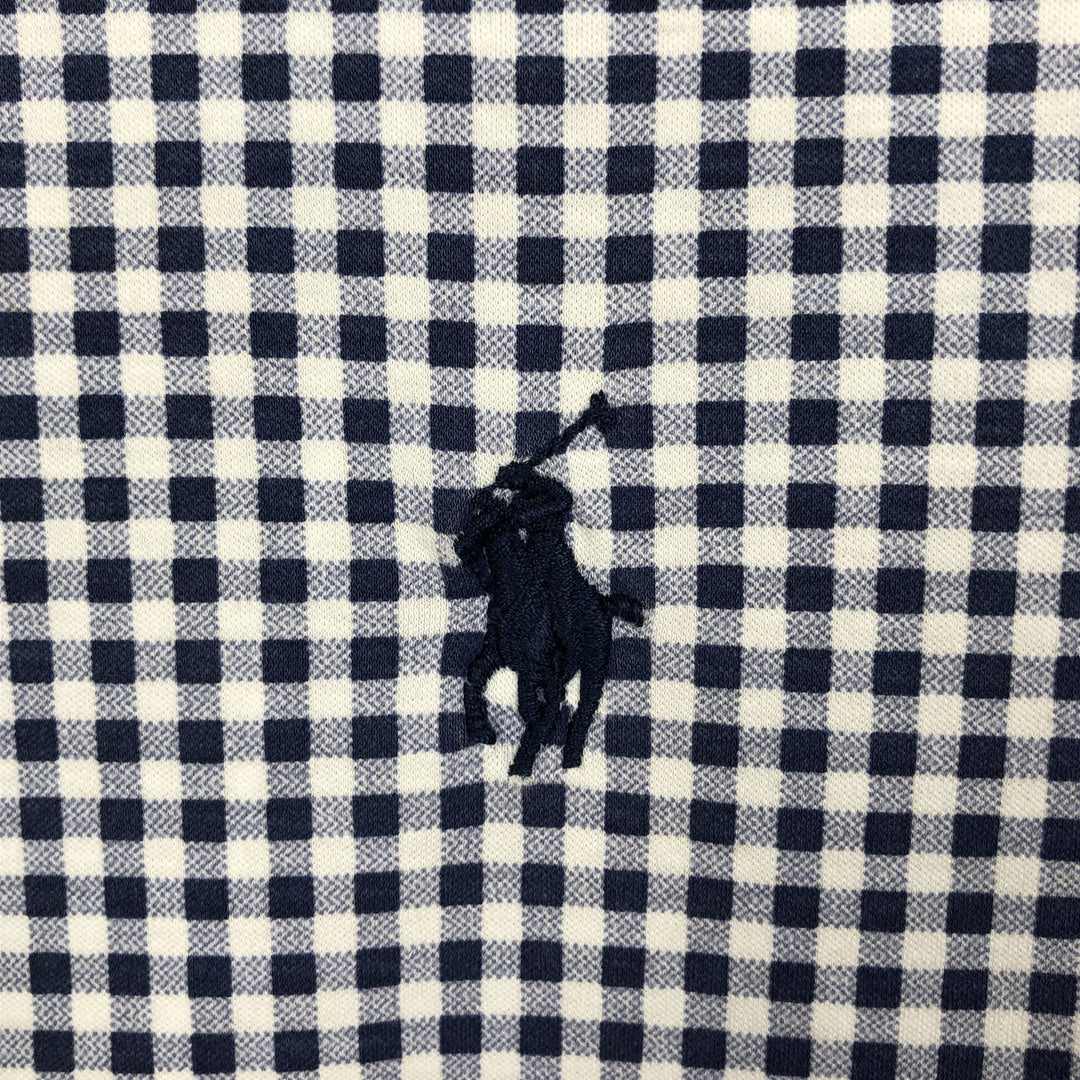 Ralph Lauren Knit Dress Shirt, Gingham Check, Long Sleeve, Button-Down, Men's Size S (approx.) cotton navy blue type Vintage Second Hand