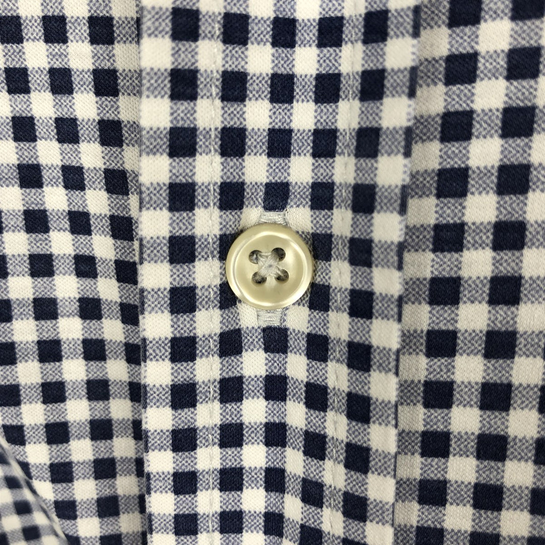 Ralph Lauren Knit Dress Shirt, Gingham Check, Long Sleeve, Button-Down, Men's Size S (approx.) cotton navy blue type Vintage Second Hand