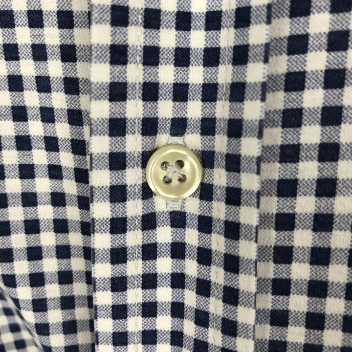 Ralph Lauren Knit Dress Shirt, Gingham Check, Long Sleeve, Button-Down, Men's Size S (approx.) cotton navy blue type Vintage Second Hand
