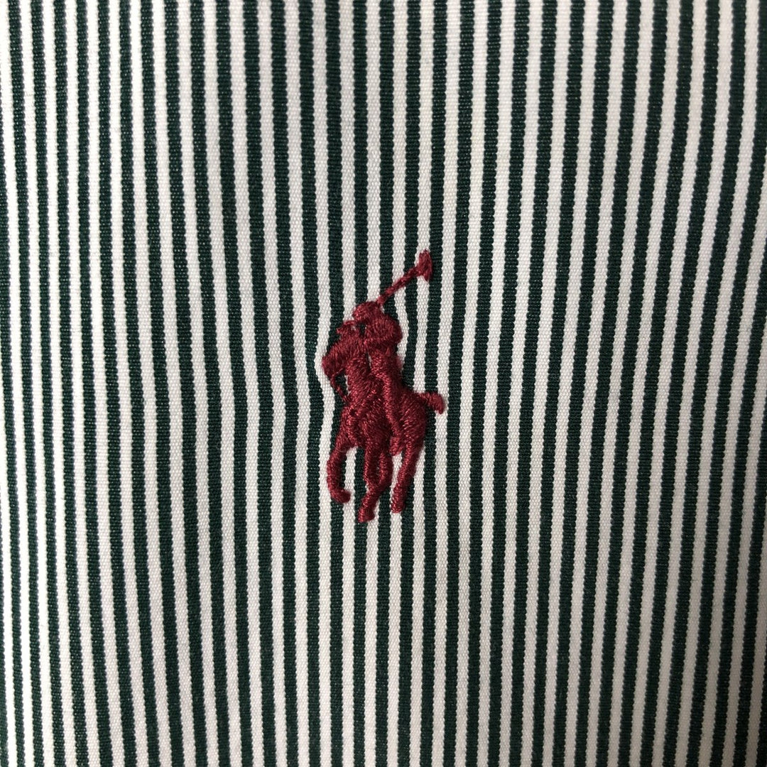 Ralph Lauren Slim Fit Long Sleeve Button-Down Striped Shirt, Men's Size L cotton Green type dark green Vintage Second Hand