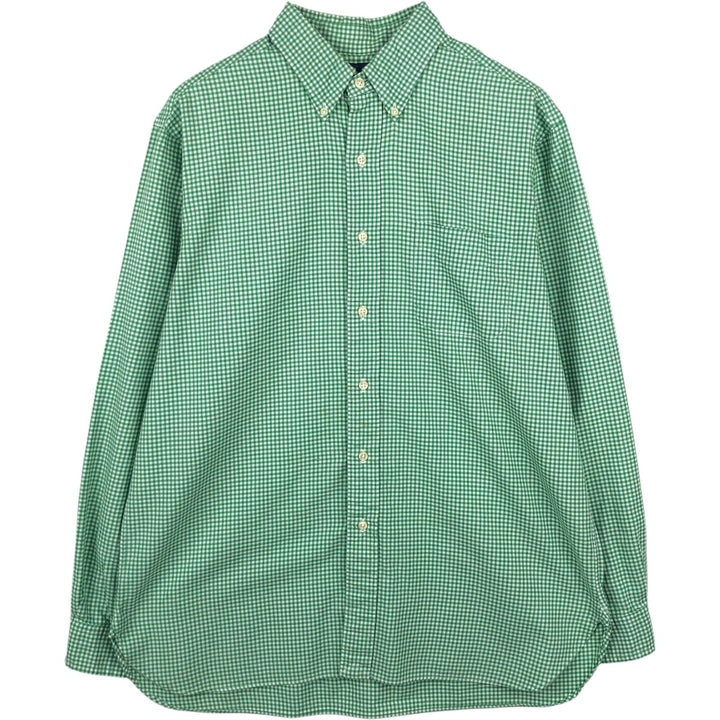 Ralph Lauren Gingham Check Long Sleeve Button-Down Check Shirt, Men's Size L cotton green type Vintage Second Hand