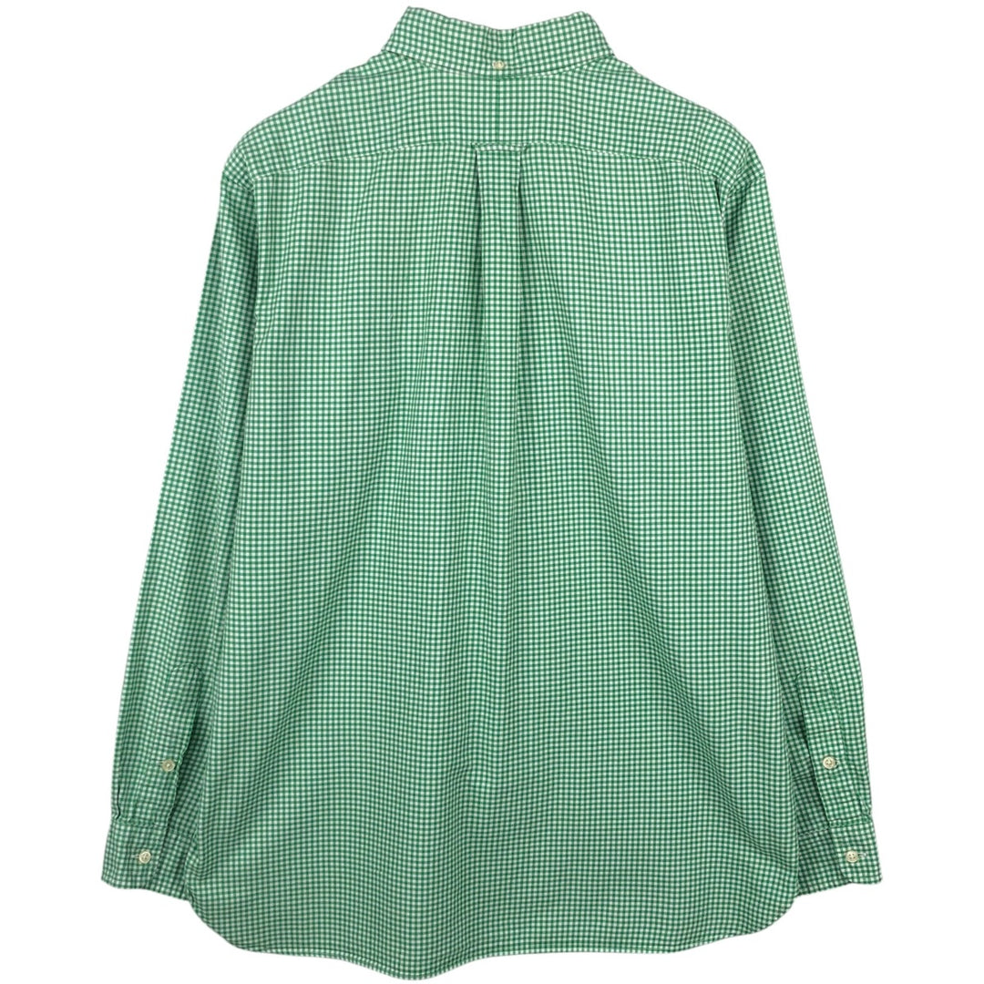 Ralph Lauren Gingham Check Long Sleeve Button-Down Check Shirt, Men's Size L cotton green type Vintage Second Hand