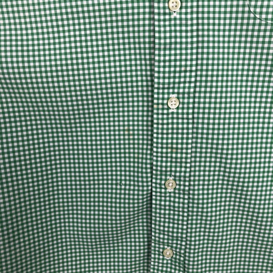 Ralph Lauren Gingham Check Long Sleeve Button-Down Check Shirt, Men's Size L cotton green type Vintage Second Hand