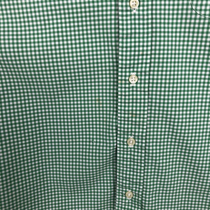 Ralph Lauren Gingham Check Long Sleeve Button-Down Check Shirt, Men's Size L cotton green type Vintage Second Hand