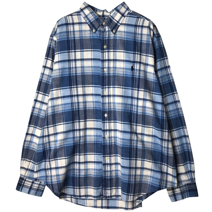 Ralph Lauren Classic Fit Long Sleeve Button Down Check Shirt Men's XL cotton blue type Vintage Second Hand