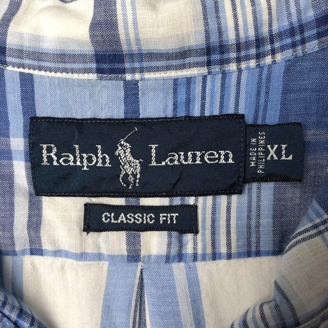 Ralph Lauren Classic Fit Long Sleeve Button Down Check Shirt Men's XL cotton blue type Vintage Second Hand