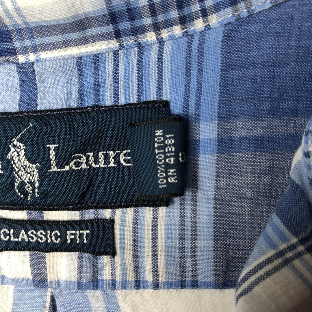 Ralph Lauren Classic Fit Long Sleeve Button Down Check Shirt Men's XL cotton blue type Vintage Second Hand