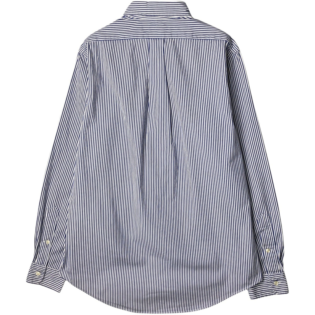 Ralph Lauren CUSTOM FIT long sleeve button down striped shirt men's size M cotton Navy blue Vintage Second Hand