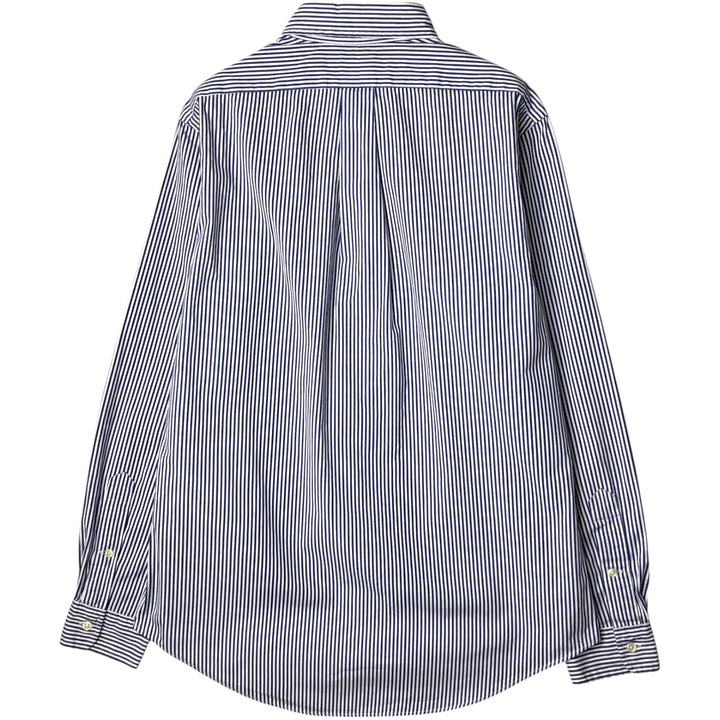Ralph Lauren CUSTOM FIT long sleeve button down striped shirt men's size M cotton Navy blue Vintage Second Hand